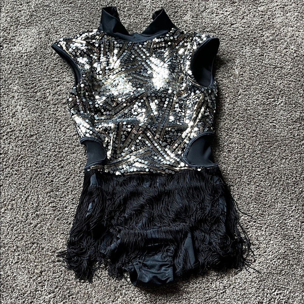 Weissman Black and Silver Sequin Dance Costume